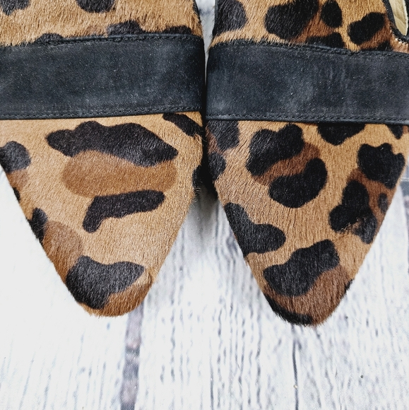 POPPY BARLEY | animal print calf hair d'orsay pointed toe slip-on flats - Picture 4 of 11